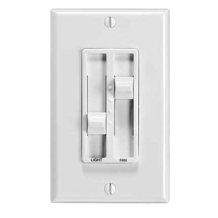 SureSlide Combo Fan Speed and Dimmer Control, 1.5 Amp Fan, 300W Incandescent, 120 Volt, 60Hz, Single-Pole, Electro-Mechanical - White