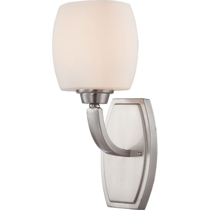 Helium - 1 Light Vanity with Satin White Glass - Brushed Nickel Finish