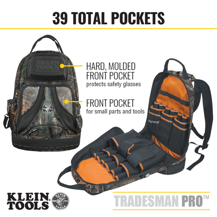Tradesman Pro™ Tool Bag Backpack, 39 Pockets, Camo, 14-Inch