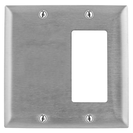 Wallplates and Boxes, Metallic Plates, 2- Gang, 1) Blank 1) GFCI Opening, Standard Size, Stainless Steel