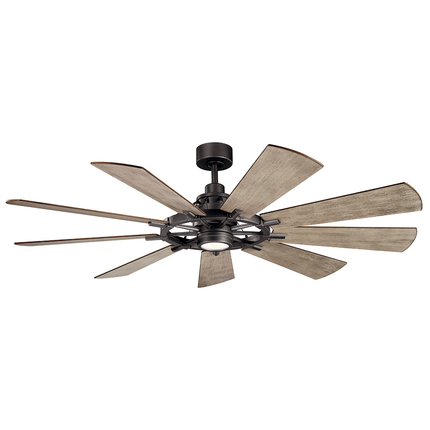 Gentry LED 65" 9 Blade Fan in Anvil Iron