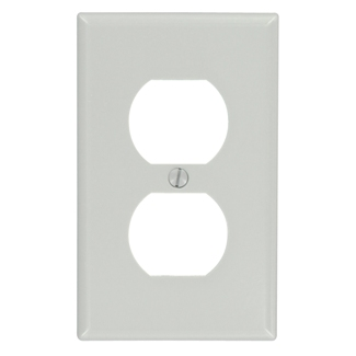 1-Gang Duplex Outlet/Receptacle Wallplate, Standard Size, Thermoset, Gray