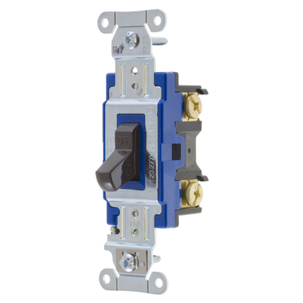 Switches and Lighting Controls, Hubbell- PRO Series, Toggle Switches, General Purpose AC, Three Way, 15A 120/277V AC, Back and Side Wired, Brown