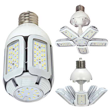 60 Watt LED HID Replacement; 5000K; Mogul extended base; Adjustable beam angle; 100-277 Volt