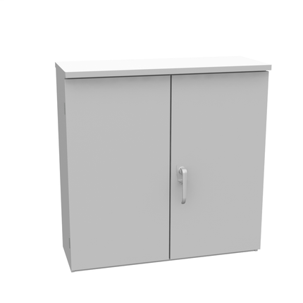 36x12x36 Hinge Cover Type 3R Steel No Knockouts ANSI 61 Gray Double Doors Padlocking 3 Point Handle Back Panel Weld Studs Draw Shield No Center Position