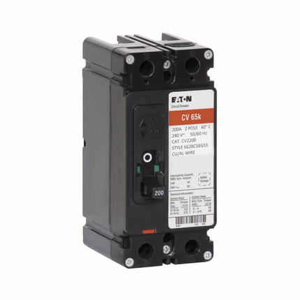 Eaton Type CV Molded Case Circuit Breaker,Molded case circuit breaker,125 A,65 kAIC,Two-pole,120/240 V,#6 - 4/0 Al/Cu,CV,#4/0 kcmil maximum load,Includes mounting kit