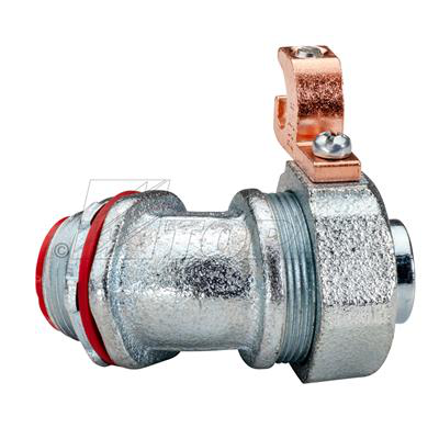 45° Liquidtight Connector with Copper Grounding Lug 1-1/4"