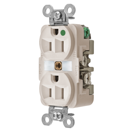 Straight Blade Devices, Receptacles, Duplex, Hospital Grade, 2-Pole 3-Wire Grounding, 15A 125V, 5-15R, Light Almond