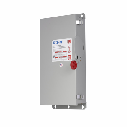 Eaton Heavy duty single-throw fused safety switch, 100 A, NEMA 12, Painted galvanized steel, Class H, Fusible without neutral, Two-pole, Two-wire, 600 V, Max Hp: 30, 40 hp/25 hp (1PH @480,600 V TD/600 Vdc), #14-#1/0 Cu/Al