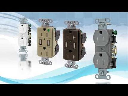 Straight Blade Devices, Receptacles, Tamper Resistant,  Single, SNAPConnect, 20A 250V, 2-Pole 3-Wire Grounding, 6-20R, White.