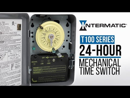 24-Hour Mechanical Time Switch, 208-277 VAC, 60Hz, DPST, Indoor/Outdoor Metal Enclosure, 1 Hour Interval