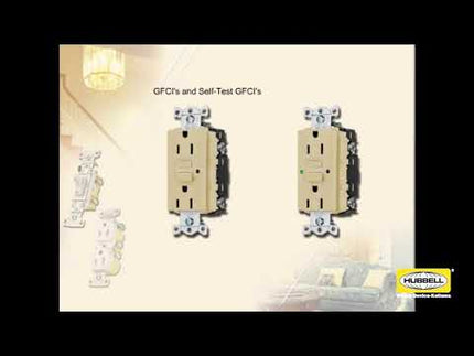 Power Protection Devices, Receptacle, Self Test, GFCI, Commercial Grade, 20A 125V, 2-Pole 3-Wire Grounding, 5- 20R, Gray
