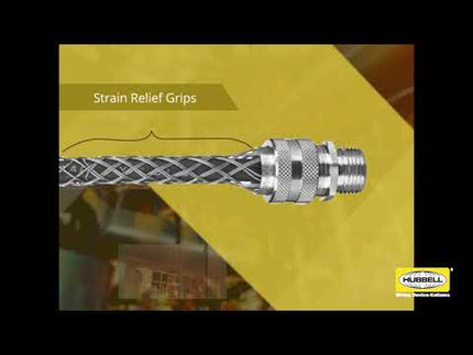 Kellems Wire Management, Deluxe Cord Grips, Straight Male, 1.562-1.687", 2" with Mesh